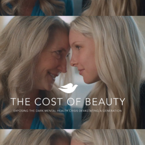 Stacked hero image showing a mother and daughter featured in Dove’s “The Cost of Beauty” mental health campaign.